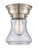 Bellmont Flush Mount shown in the Brushed Satin Nickel finish with a Seedy shade