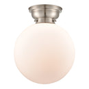 Beacon Flush Mount shown in the Brushed Satin Nickel finish with a Matte White shade
