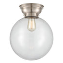 Beacon Flush Mount shown in the Brushed Satin Nickel finish with a Clear shade
