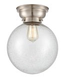 Beacon Flush Mount shown in the Brushed Satin Nickel finish with a Seedy shade