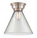 Cone Flush Mount shown in the Brushed Satin Nickel finish with a Clear shade