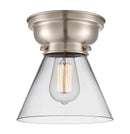 Cone Flush Mount shown in the Brushed Satin Nickel finish with a Clear shade