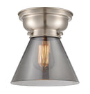 Cone Flush Mount shown in the Brushed Satin Nickel finish with a Plated Smoke shade