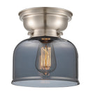 Bell Flush Mount shown in the Brushed Satin Nickel finish with a Plated Smoke shade