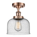 Bell Semi-Flush Mount shown in the Antique Copper finish with a Seedy shade