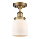 Bell Semi-Flush Mount shown in the Brushed Brass finish with a Matte White shade