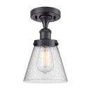 Cone Semi-Flush Mount shown in the Matte Black finish with a Seedy shade