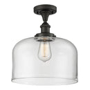 Bell Semi-Flush Mount shown in the Oil Rubbed Bronze finish with a Clear shade