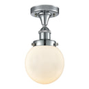 Beacon Semi-Flush Mount shown in the Polished Chrome finish with a Matte White shade