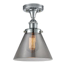 Cone Semi-Flush Mount shown in the Polished Chrome finish with a Plated Smoke shade