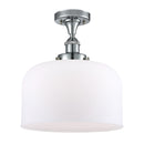 Bell Semi-Flush Mount shown in the Polished Chrome finish with a Matte White shade