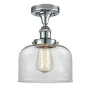 Bell Semi-Flush Mount shown in the Polished Chrome finish with a Clear shade