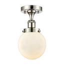 Beacon Semi-Flush Mount shown in the Polished Nickel finish with a Matte White shade