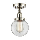 Beacon Semi-Flush Mount shown in the Polished Nickel finish with a Clear shade