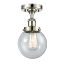 Beacon Semi-Flush Mount shown in the Polished Nickel finish with a Seedy shade