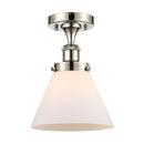 Cone Semi-Flush Mount shown in the Polished Nickel finish with a Matte White shade