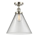 Cone Semi-Flush Mount shown in the Polished Nickel finish with a Clear shade