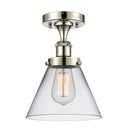 Cone Semi-Flush Mount shown in the Polished Nickel finish with a Clear shade