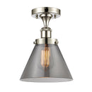 Cone Semi-Flush Mount shown in the Polished Nickel finish with a Plated Smoke shade