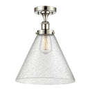 Cone Semi-Flush Mount shown in the Polished Nickel finish with a Seedy shade