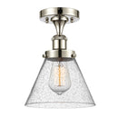 Cone Semi-Flush Mount shown in the Polished Nickel finish with a Seedy shade