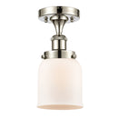 Bell Semi-Flush Mount shown in the Polished Nickel finish with a Matte White shade