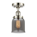 Bell Semi-Flush Mount shown in the Polished Nickel finish with a Plated Smoke shade