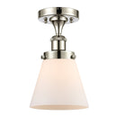 Cone Semi-Flush Mount shown in the Polished Nickel finish with a Matte White shade