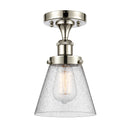 Cone Semi-Flush Mount shown in the Polished Nickel finish with a Seedy shade