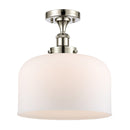 Bell Semi-Flush Mount shown in the Polished Nickel finish with a Matte White shade