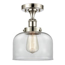 Bell Semi-Flush Mount shown in the Polished Nickel finish with a Clear shade