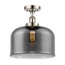 Bell Semi-Flush Mount shown in the Polished Nickel finish with a Plated Smoke shade