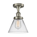 Cone Semi-Flush Mount shown in the Brushed Satin Nickel finish with a Clear shade