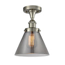 Cone Semi-Flush Mount shown in the Brushed Satin Nickel finish with a Plated Smoke shade