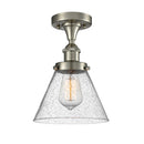 Cone Semi-Flush Mount shown in the Brushed Satin Nickel finish with a Seedy shade