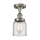 Bell Semi-Flush Mount shown in the Brushed Satin Nickel finish with a Clear shade