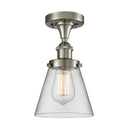 Cone Flush Mount shown in the Brushed Satin Nickel finish with a Clear shade