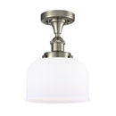 Bell Semi-Flush Mount shown in the Brushed Satin Nickel finish with a Matte White shade