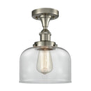 Bell Semi-Flush Mount shown in the Brushed Satin Nickel finish with a Clear shade