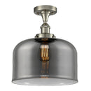 Bell Semi-Flush Mount shown in the Brushed Satin Nickel finish with a Plated Smoke shade