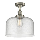 Bell Semi-Flush Mount shown in the Brushed Satin Nickel finish with a Seedy shade