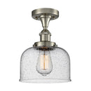 Bell Semi-Flush Mount shown in the Brushed Satin Nickel finish with a Seedy shade