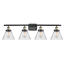 Cone Bath Vanity Light shown in the Black Antique Brass finish with a Seedy shade