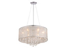 Avenue Lighting Riverside Dr. Collection Round Silver Organza Silk Shade And Crystal Dual Mount Dual Mount/Flush & Hanging Silver Organza Silk HF1505-SLV