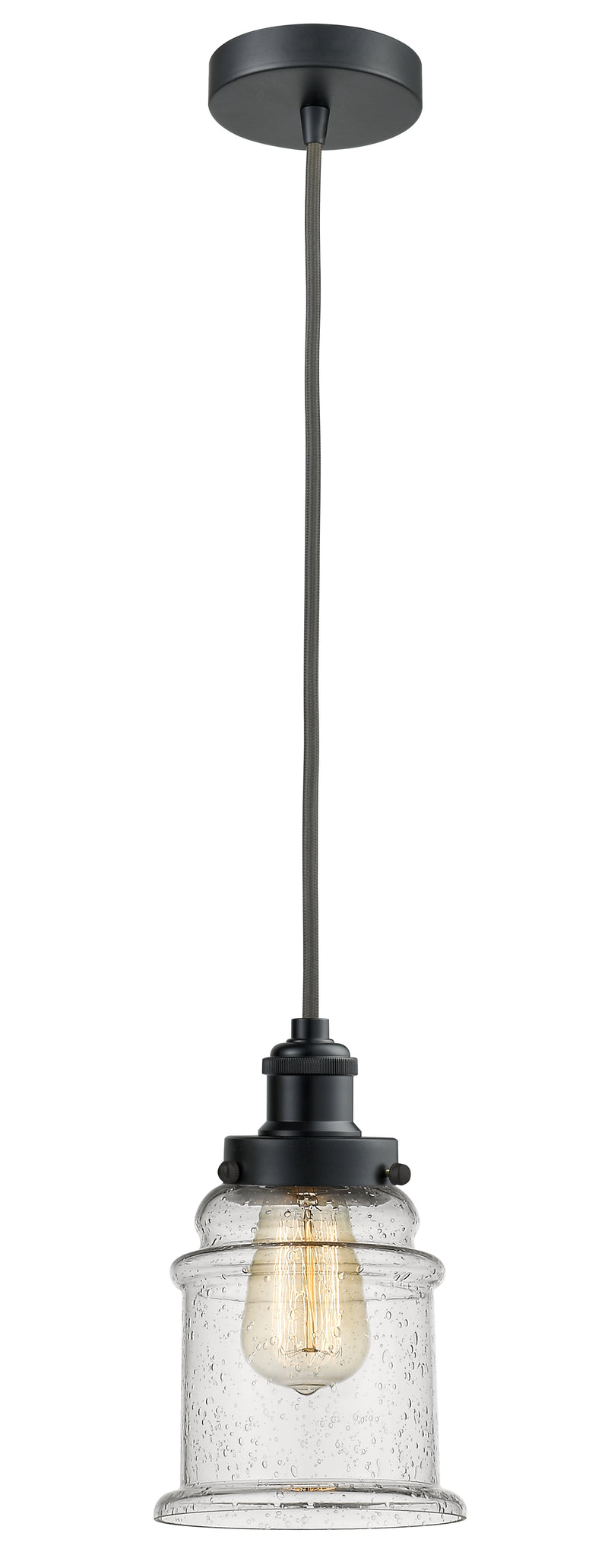 Innovations Lighting Canton 1 Light 11.25 inch Mini Pendant 100BK-10GY-1H-BK-G184