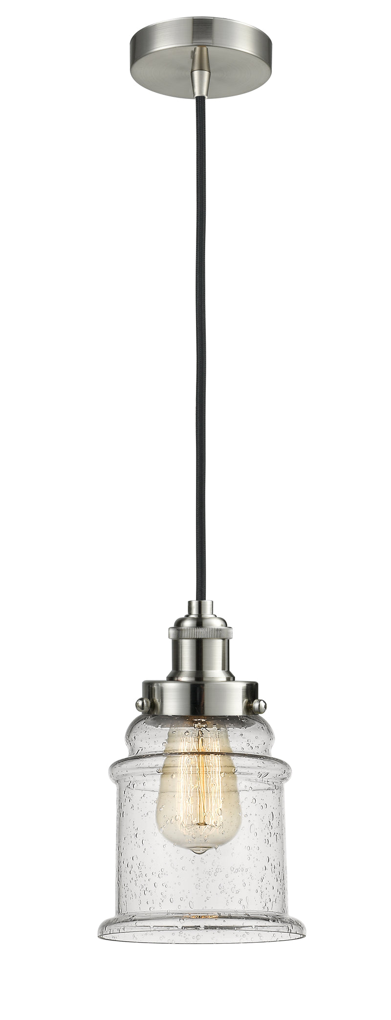 Innovations Lighting Canton 1 Light 11.25 inch Mini Pendant 100SN-10BK-1H-SN-G184