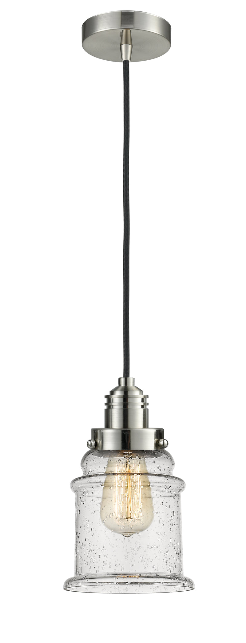 Innovations Lighting Canton 1 Light 11.25 inch Mini Pendant 100SN-10BK-2H-SN-G184