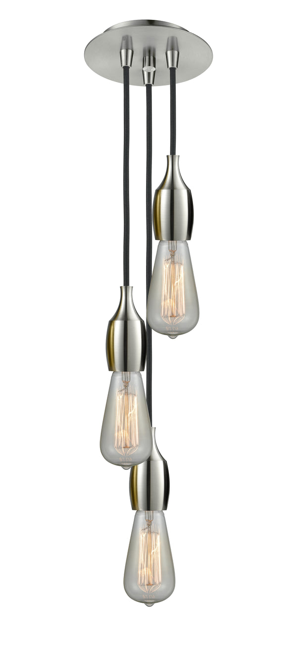 Innovations Lighting Bare Bulb 3 Light 4 inch Multi-Pendant 103SN-10BK-3SN