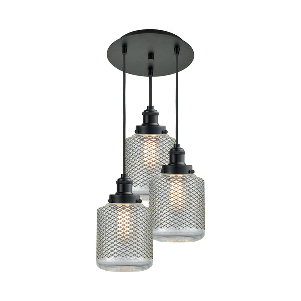 Innovations Lighting Stanton 3 Light 12 inch Multi-Pendant 113BK-10BK-1H-BK-G262