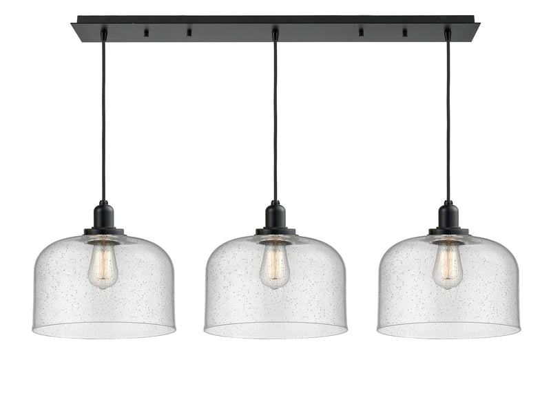 Innovations Lighting X-Large Bell 3 Light 14 inch Linear Pendant 123BK-10BK-0H-BK-G74-L